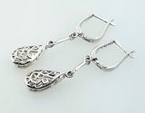 Diamond Earrings 14k White Gold Natural Pear Cut Drop Dangle 2.87 CT H color