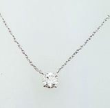 Women's Diamond Round Pendant 18" Necklace G Color SI1 1/4 Ct 14k White Gold