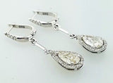 Diamond Earrings 14k White Gold Natural Pear Cut Drop Dangle 2.87 CT H color