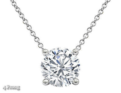 1/2 CTW Round Cut Solid 14k White Gold Solitaire Floating Pendant 18" Necklace