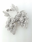 18k White Gold Natural Round Cut Drop Leaf Dangle Diamond Earrings 5 CT H SI2