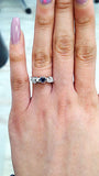 Genuine Diamond and Blue Sapphire 14k White Gold Engagement Ring 0.60 CTW