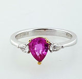 Women's Purplish Pink Sapphire and Diamonds Enagagement Ring 1.20 carat