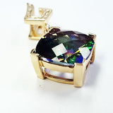 GAL Cushion Natural Mystic Topaz and Diamond Solitaire Pendant 14k Yellow Gold