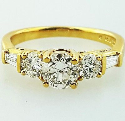 Engagement Ring Natural Round Cut Diamond 14k Yellow Gold 1.09 TCW F-G  SI2
