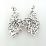 18k White Gold Natural Round Cut Drop Leaf Dangle Diamond Earrings 5 CT H SI2