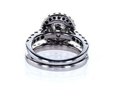 Diamond Engagement Ring14k White Gold Round Cut Halo and Wedding Band 3 ct VS1