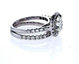 Diamond Engagement Ring14k White Gold Round Cut Halo and Wedding Band 3 ct VS1