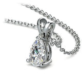 1/2 CTW Pear Cut Solid 14k White Gold Solitaire Pendant 18" Necklace VS2