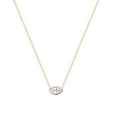 0.40 CTW Marquise Cut 14k White Gold Floating Solitaire Evil Eye Pendant 18"