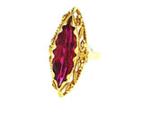 1920s Russian Filigree 7.02 TCW Ruby 18k Yellow Gold Ring