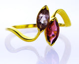 Natural Marquise Cut Pink And Purple Sapphire Ring Women 14K Yellow Gold .80 CTW