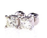 Certified 14k White Gold Princess Cut Diamond Studs Earrings 1 CT H Color VVS