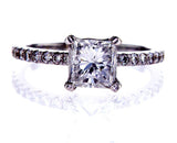 GIA Certified Radiant 18k White Gold Diamond Engagement Ring 1.18 CTW F SI2