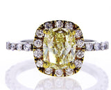 Halo Diamond Engagement Ring GIA Certified Fancy Yellow Cushion 2.80 CTW VS1