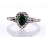 GIA Natural Fancy Vivid Green Pear Cut Diamond Engagement Ring 1.36 CTW SI2 14k