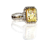 GIA Certified 3.72 CTW Natural Fancy Yellow Diamond Ring Radiant Cut White Gold