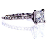 GIA Certified Radiant 18k White Gold Diamond Engagement Ring 1.18 CTW F SI2