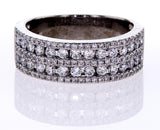 18k White Gold Natural Round Brilliant Diamond Band Ring 1.00 CTW F Color VVS2