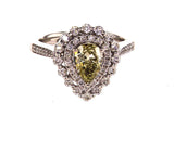GIA Certified Rare Natural Fancy Color Pear Cut Chameleon Diamond Ring 1.51 CTW