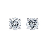 14k White Gold Push Back Natural Round Cut Diamond Studs Earrings 1/2 CTW 4.0MM