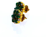 18k Yellow Gold Natural Diamond and Emerald Cabochon Necklace Jewelry Set