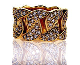 Miami Cuban Link Ring Solid 14k Yellow Gold 2.30 CTW G-H Color VS Diamonds