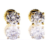 Yellow Gold Screw Back Natural Round Cut Diamond GIA Studs Earrings 1.50 CT VS1
