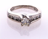 14k White Gold Natural Round Cut Diamond Engagement Ring G-H Color 0.75 Carats