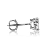 1 ct Princess Cut Diamond Stud Earrings in 14K White Gold with Screw Backs