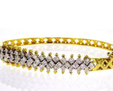 Women's Classic 18K Yellow Gold 1 TCW Natural Round Cut Diamond Cuff Bracelet