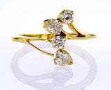 Diamond Ring Women's Estate 14K Yellow Gold Natural Pear and Round Cut 0.71 CTW