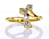 Women's Estate 14K Yellow Gold Natural Pear and Round Cut Diamond Ring 0.71 CTW