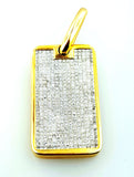 Channel Set Princess Cut Diamonds Tag Pendant Necklace 14.50 CTW Yellow Gold