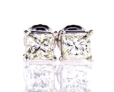 Certified 14k White Gold Princess Cut Diamond Studs Earrings 1 CT F-G Color VVS