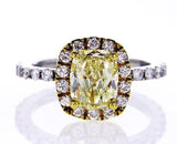 Halo Diamond Engagement Ring GIA Certified Fancy Yellow Cushion 2.80 CTW VS1