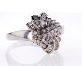 Beautiful Estate Ring Certified 14k White Gold Round Brilliant Diamonds 3.50 CTW