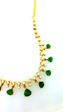 Women's 14k Yellow Gold Natural Estate Diamond & Colombian Emerald Necklace