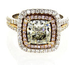 Engagement Ring GIA Rare Natural FANCY GREEN PINK Diamonds 3.28 CTW Radiant Cut