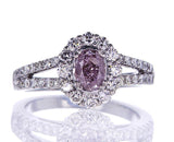 GIA Certified Oval Cut Fancy Purplish Pink Diamond Engagement Ring 1.39 CTW 14k