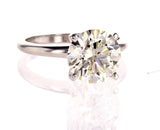 HRD Certified Natural Round Diamond Solitaire Engagement Ring  3.44 Cts J VS2