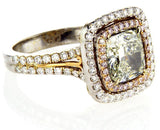 Engagement Ring GIA Rare Natural FANCY GREEN PINK Diamonds 3.28 CTW Radiant Cut