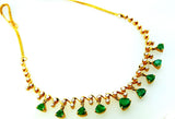 Women's 14k Yellow Gold Natural Estate Diamond & Colombian Emerald Necklace