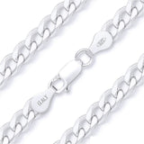 Sterling Silver High Polished 7.5mm Miami Cuban Link 18" Chain Made In Italy