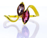 Natural Marquise Cut Pink And Purple Sapphire Ring Women 14K Yellow Gold .80 CTW