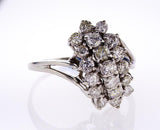 Beautiful Estate Ring Certified 14k White Gold Round Brilliant Diamonds 2 CTW