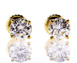 Yellow Gold Screw Back Natural Round Cut GIA Diamond Studs Earrings 1.43 CT VS1