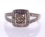 Natural Round Cut Diamond Engagement Ring 0.70 Carats Brown and White Diamonds