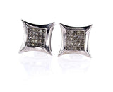 Studs Earrings 14k Gold Screw Back Natural Princess Cut Diamond 1.30 CTW