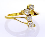 Women's Estate 14K Yellow Gold Natural Pear and Round Cut Diamond Ring 0.71 CTW
